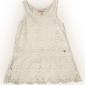 Girl’s Juicy Couture White Crochet Knit Drop
Waist Sleeveless Dress size 4/5